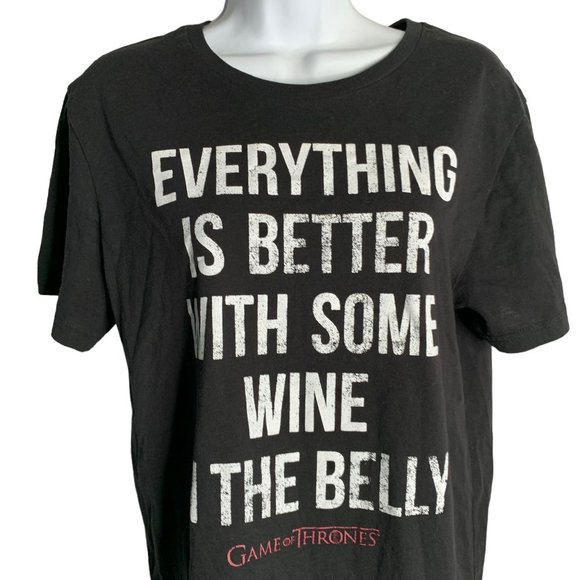 Game of Thrones HBO Crewneck T Shirt S Black Short Sleeve Wine in the Belly - Picture 2 of 5